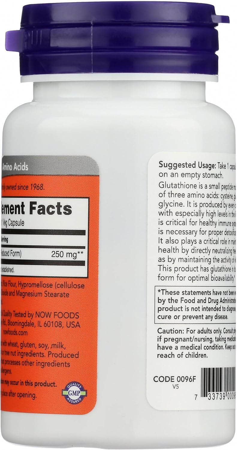 NOW FOODS Glutathione 250, 60 Cápsulas