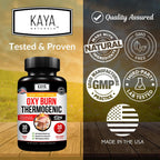 Kaya Naturals Oxy Burn - Fórmula Termogénica Herbal para un Estilo de Vida Activo – No-GMO y Sin Gluten – 30 Comprimidos