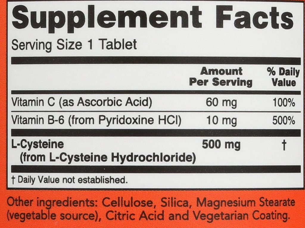 NOW Foods L-Cisteína 500 mg, 100 Comprimidos