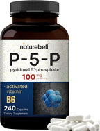 NatureBell P5P Vitamina B6 100mg por dosis, 240 Cápsulas - Piridoxal-5-Fosfato Activado