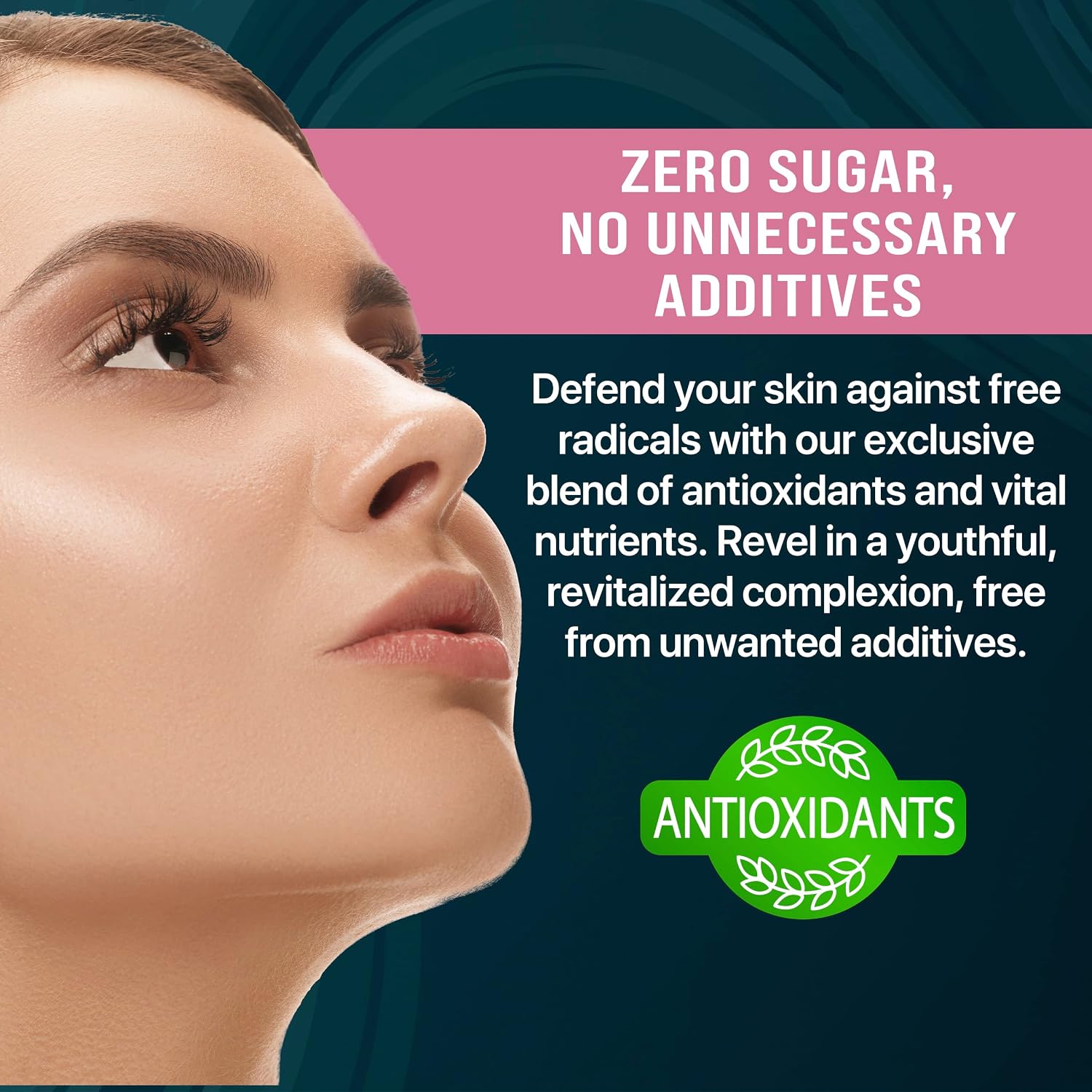 100% Pure Hair Skin and Nails Vitamins - Biotina para Mujeres y Hombres, 78,1119 mcg, 1 Mes de Suministro