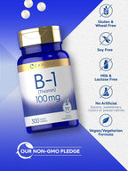 Carlyle B1 Vitamina 100 mg | 300 Comprimidos | Complemento para Mujeres y Hombres | Como Clorhidrato de Tiamina | Vegano, No Transgénico y Sin Gluten