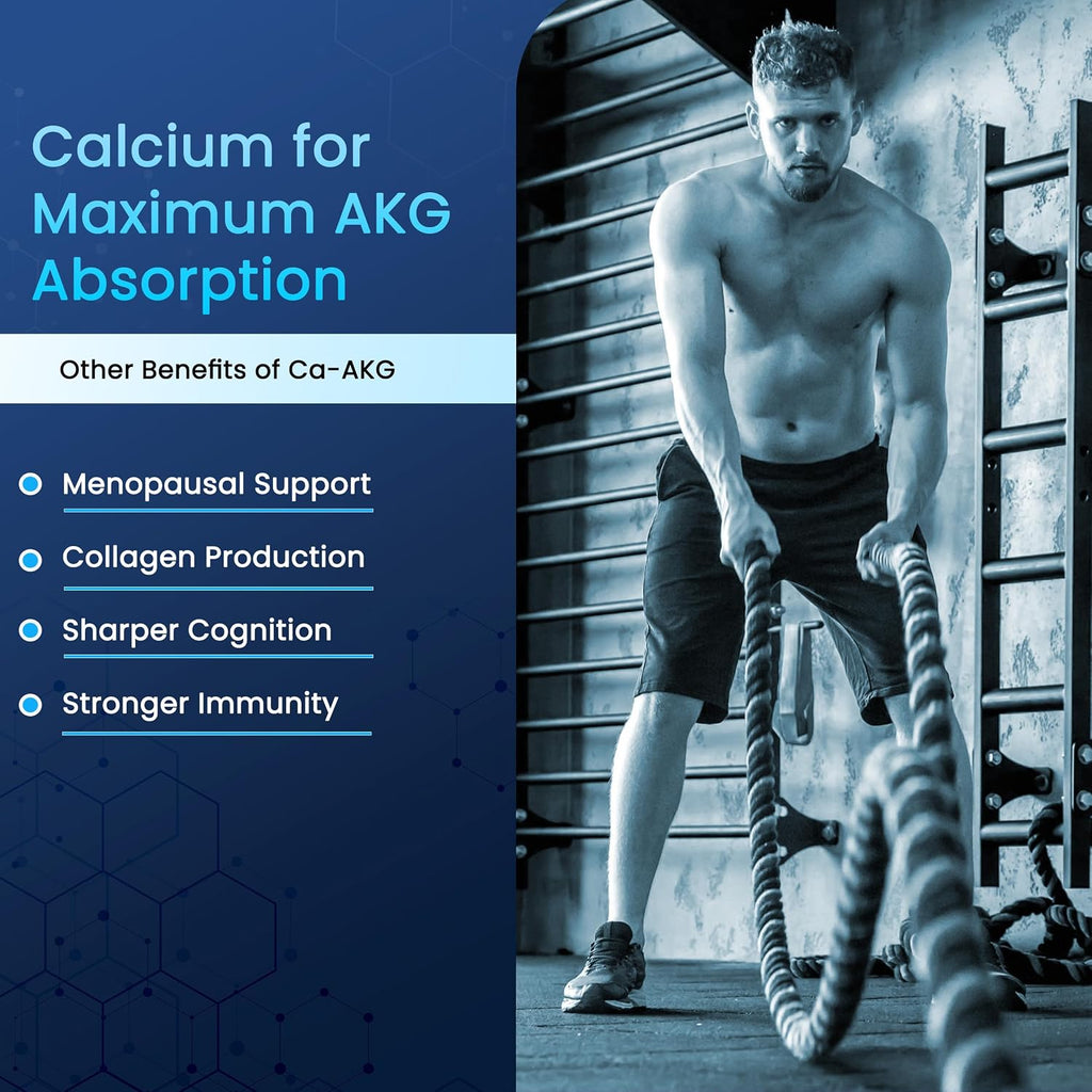 Global Natural Healing Supplements Ca-AKG Alfa-cetoglutarato de Calcio, 1000 mg, 60 Cápsulas Veganas