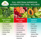 Organic Veda Mezcla de Superalimentos Verdes, Rojos, Frutas y Verduras - 120 Cápsulas