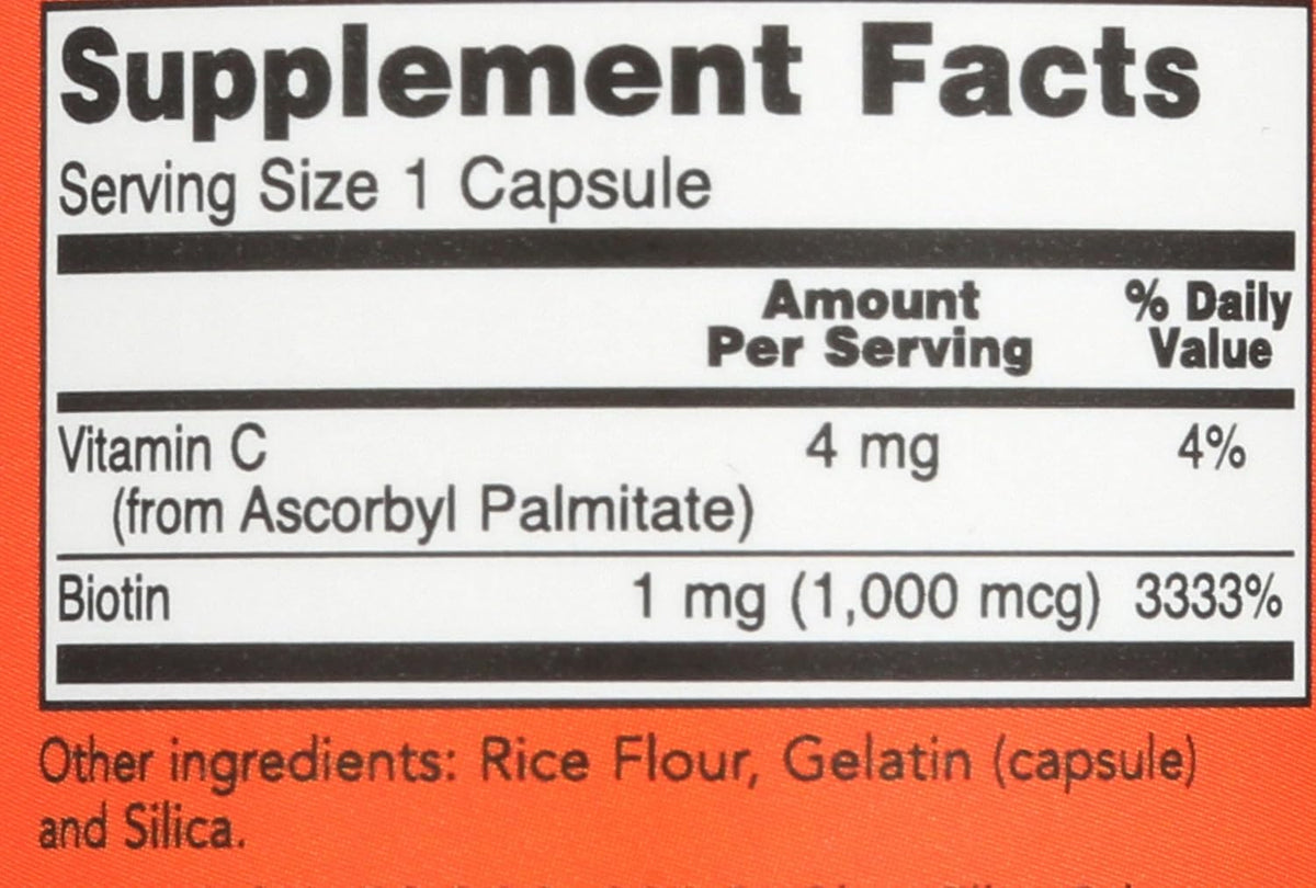 Now Foods Biotina 1000 µg - 100 Cápsulas – La biotina contribuye al mantenimiento del cabello en condiciones – Image 3