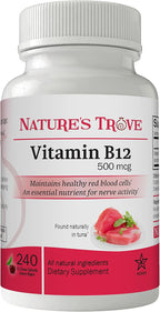 Vitamina B12 500 mcg de Nature's Trove - 240 comprimidos masticables EZ sabor cereza