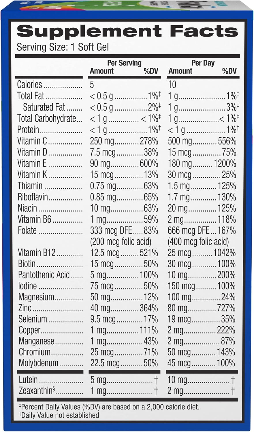 PreserVision AREDS 2 + Multivitamínico, Complejo Multivitamínico para la Vista con Luteína y Zeaxantina, 100 Cápsulas Blandas