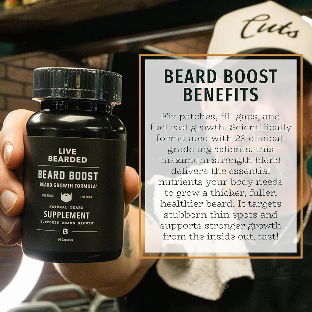 Live Bearded Beard Boost - Biotina 5000mcg para Barba y Cabello