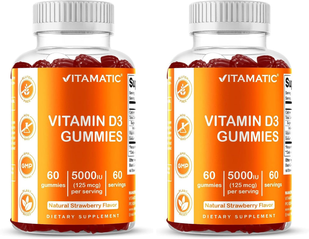 Vitamatic Vitamina D3 Gummies 5000 UI - Pack de 2 (120 Gominolas)