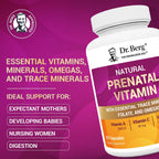 Dr. Berg Vitaminas Prenatales Naturales para Mujeres - con Folato, Vitaminas, Minerales, Omega y 11 Superalimentos - 60 Cápsulas