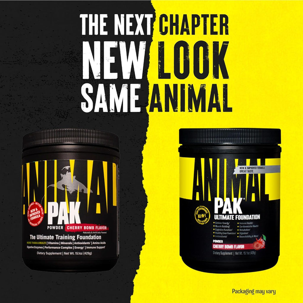 Animal Pak - Polvo Multivitamínico y de Suplementos Todo-en-Uno, Sabor Cherry Bomb - 60 Dosis