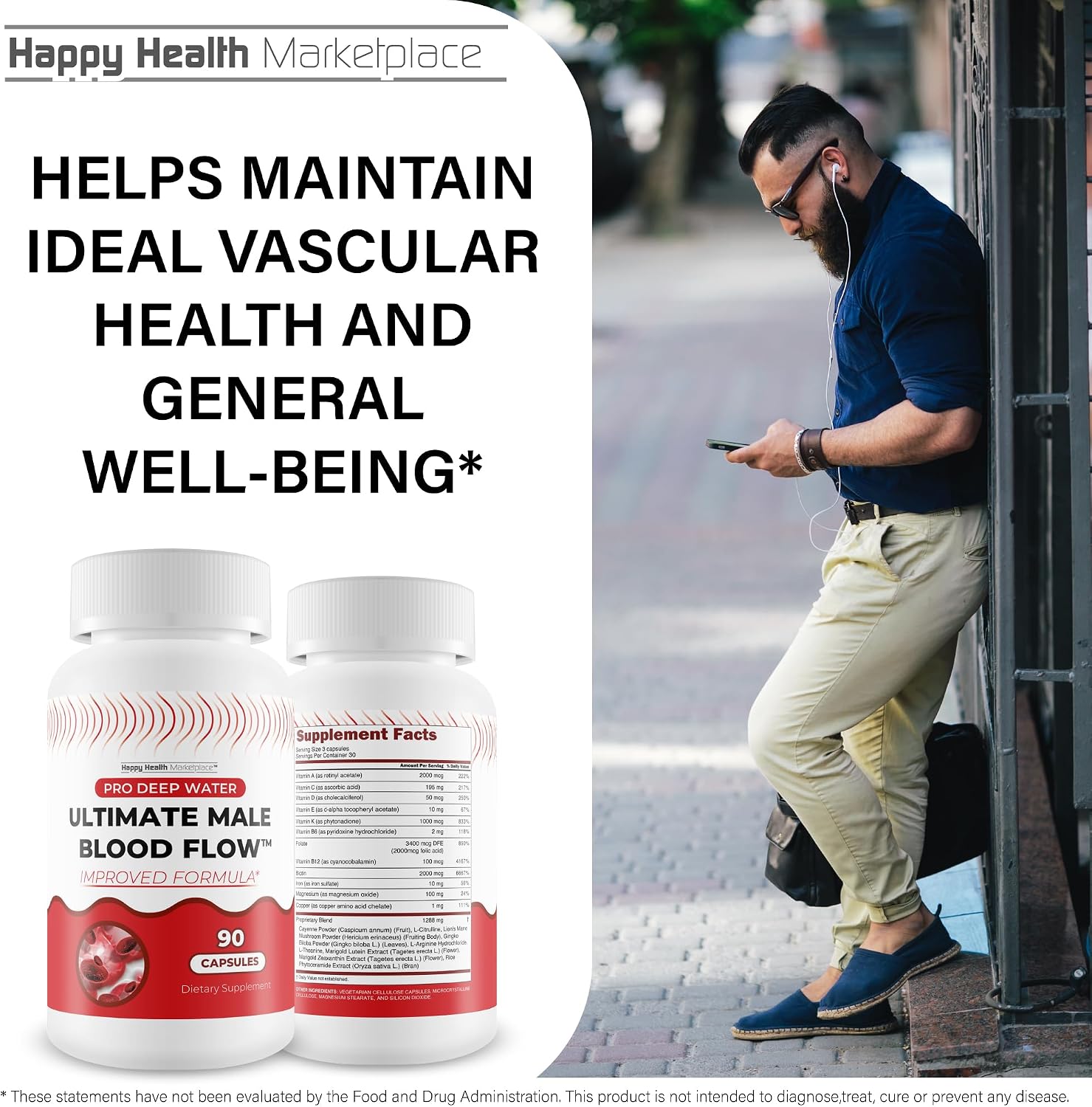 Pro Deep Water Ultimate Male Blood Flow - Fórmula Mejorada - Suplemento para el Flujo Sanguíneo Masculino