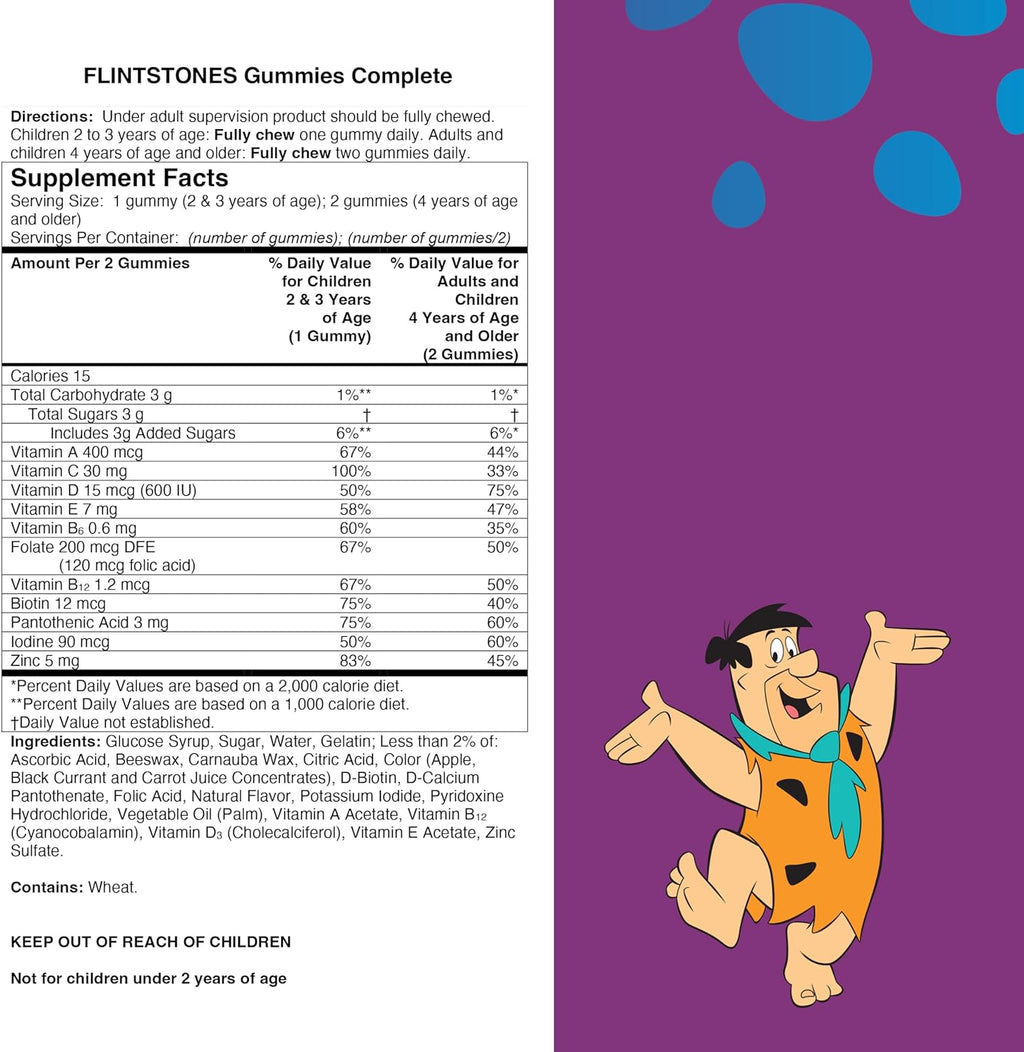 Flintstones Vitaminas Completas Gomitas Multivitamínicas para Niños - 180 Gomitas