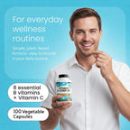 NaturaLife Labs Complejo B – Todas las Vitaminas B con B2, B6, B9 y B12 (Metilcobalamina) Activas, más B1, B3, B5, B7 y Vitamina C – 100 Cápsulas