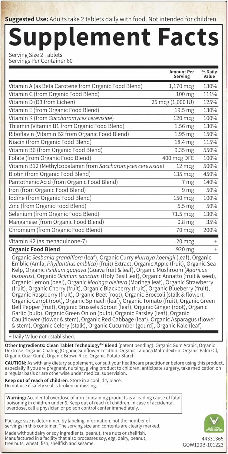 Garden of Life Multivitamínico Orgánico para Mujeres - 120 Comprimidos