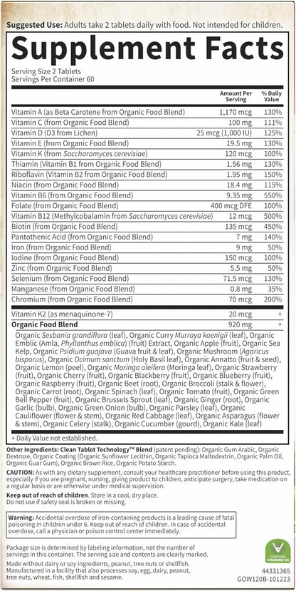 Garden of Life Multivitamínico Orgánico para – Vitamina B12 (metilcobalamina): Forma activa de la vitamina B12, – Image 8