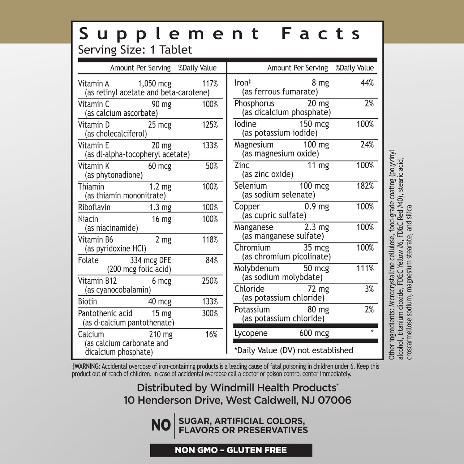 Windmill Natural Vitamins Men’s Multi 50+ - 180 Comprimidos