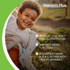 NaturesPlus Animal Parade DHA - Comprimidos masticables para niños - Sabor cereza natural - 90 comprimidos con forma de animal - Omega-3 DHA vegetariano