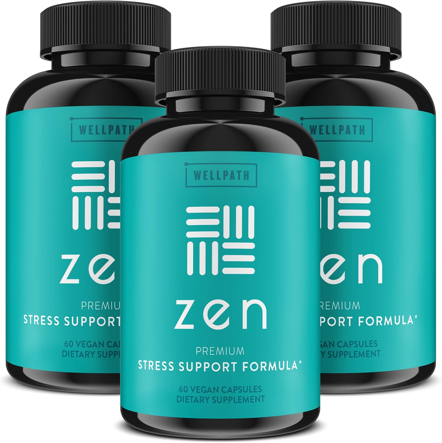 WellPath Zen – Complemento alimenticio para el estrés y el estado de ánimo | Ashwagandha, Rhodiola, L-teanina, Melisa | Cápsulas veganas, 60 unidades