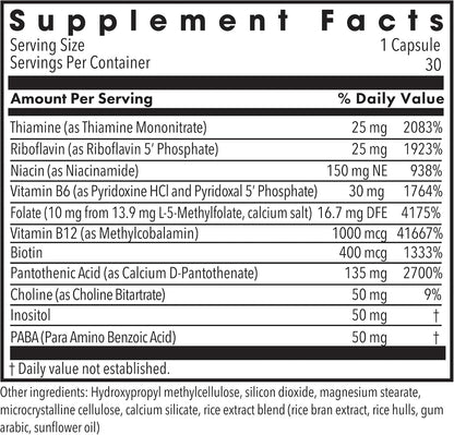 MethylPro B Complex + L-Methylfolate 10 mg - – Sistema nervioso: Las vitaminas B1, B2, B6, B12 y biotina – Image 2