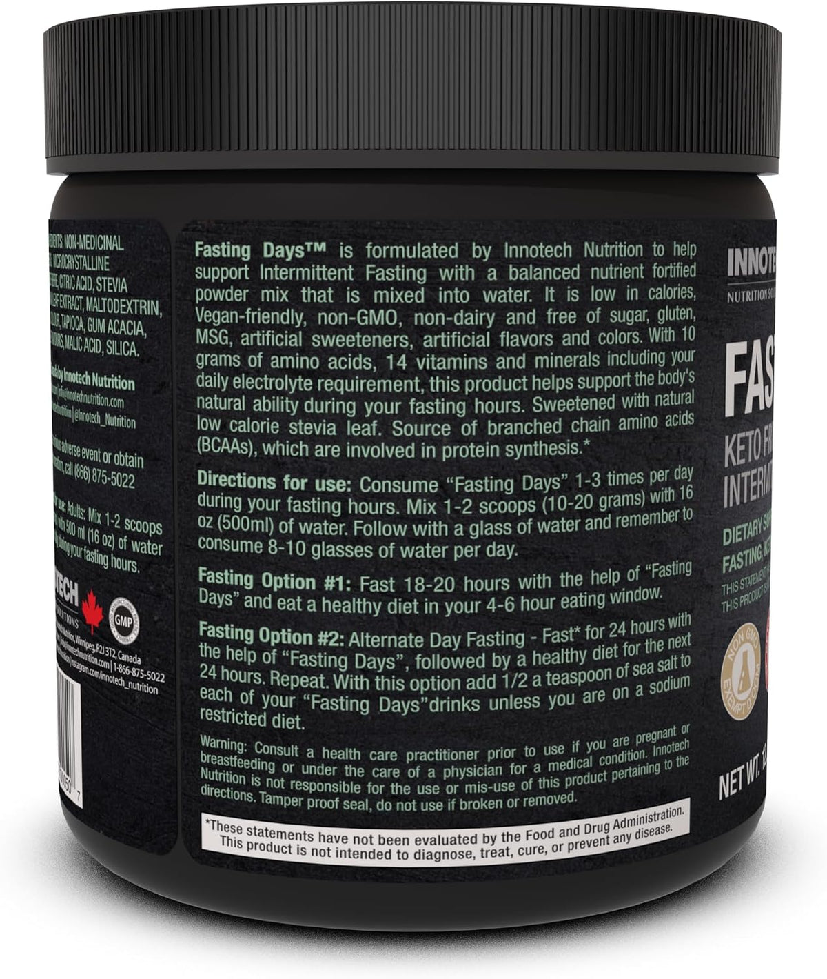 Innotech Nutrition Fasting Days - Mezcla para Ayuno Intermitente con 42 Ingredientes Esenciales y Electrolitos - Limón Té – Image 3