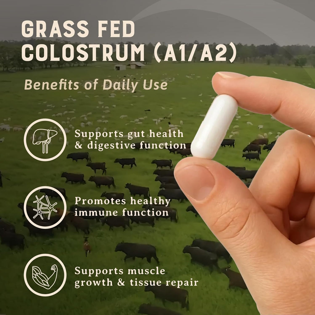 HEART & SOIL Colostro Bovino 100% Grass Fed – 3000mg, 180 Cápsulas