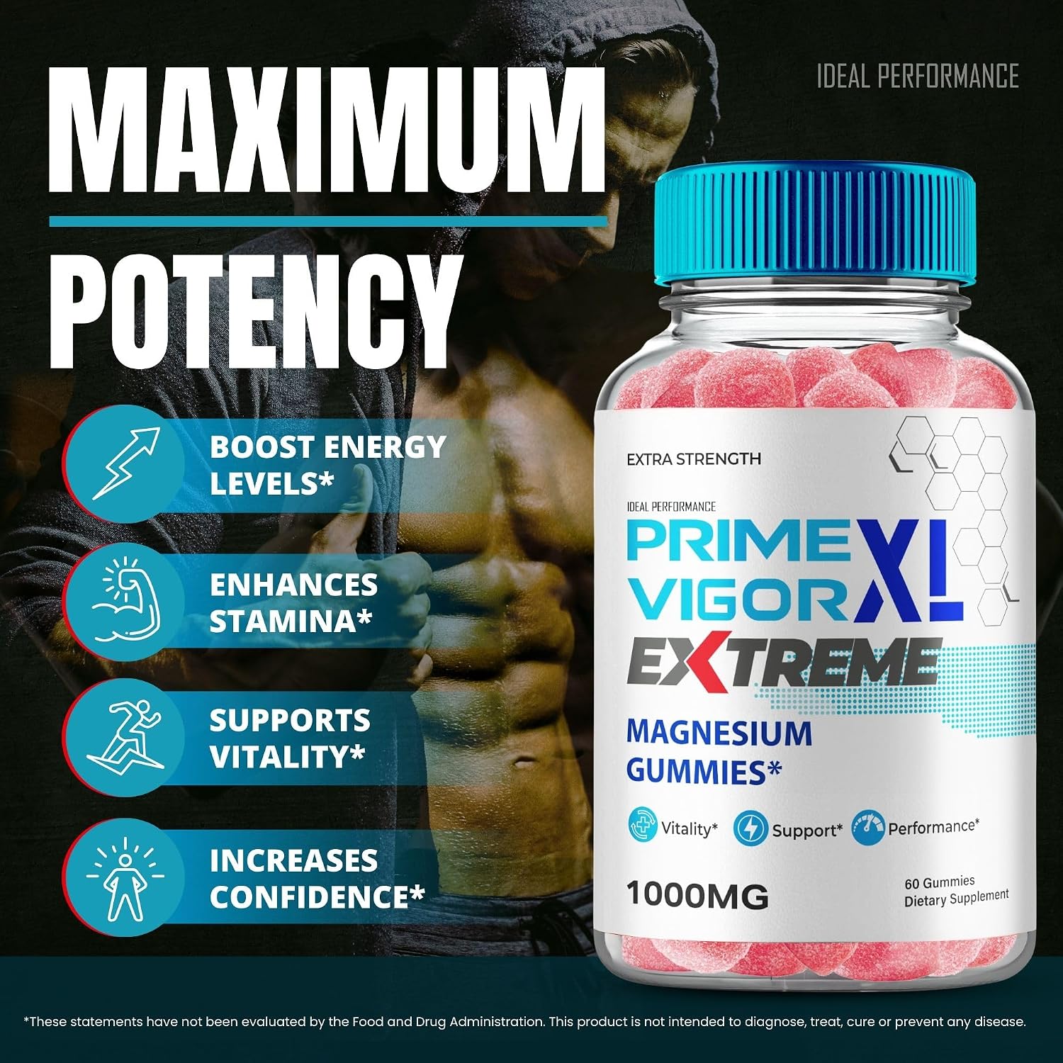 Prime Vigor XL Extreme Gummies - Gomitas de apoyo al rendimiento para hombres (5 paquetes)