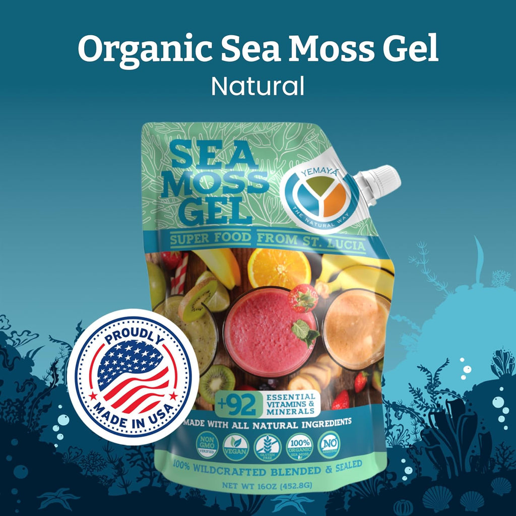 Yemayá Gel de Sea Moss Orgánico y Silvestre Sabor Natural - 473 ml