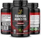 Fadogia Agrestis Extracto en Cápsulas (Máxima Potencia) 1,000mg por Servicio | Apoya el Rendimiento Deportivo, Fuerza, Impulso | Orgánico, Probado por Terceros, Sin Gluten, 60 Cápsulas Veganas