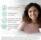 Pure L-theanine 250mg - 60 Cápsulas Veganas - Complemento Alimenticio para el Estrés y la Relajación
