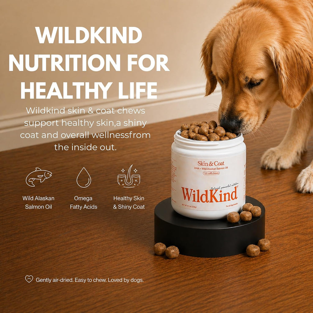 Wildkind Masticables para Alergias Caninas – Aceite de Salmón de Alaska, 120 uds.