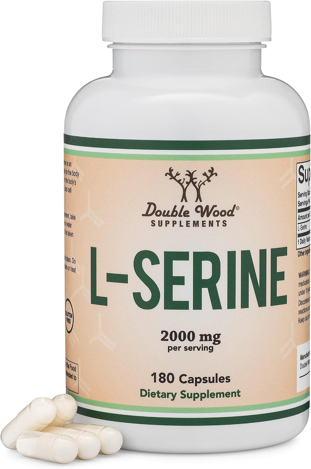 L-Serine 2,000 mg por ración - 180 cápsulas - Double Wood Supplements