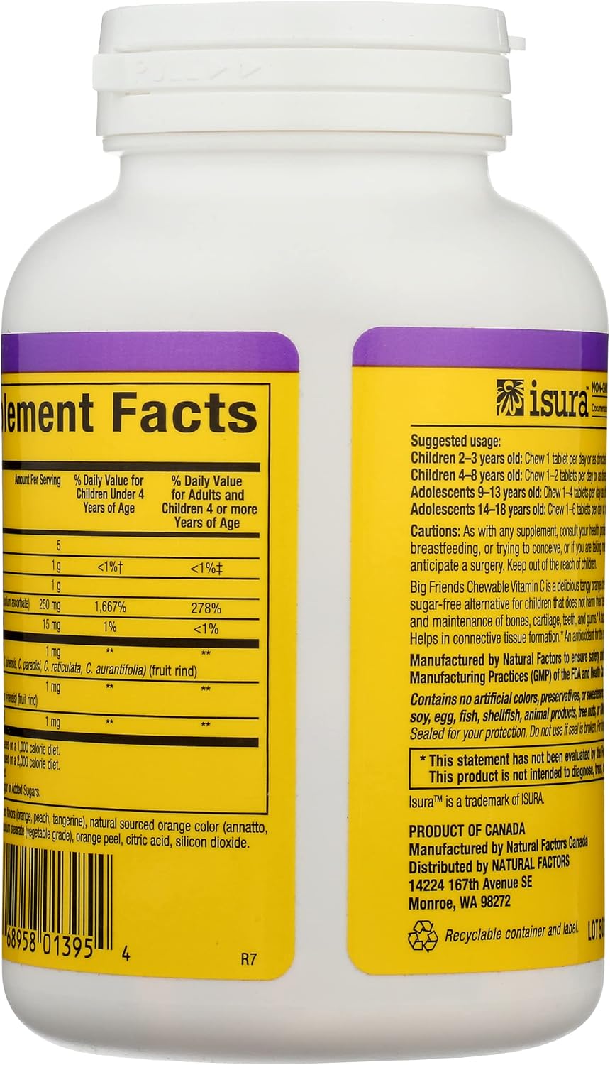 BigFriends Vitamina C Masticable 250 mg - Sabor Naranja - 90 Comprimidos