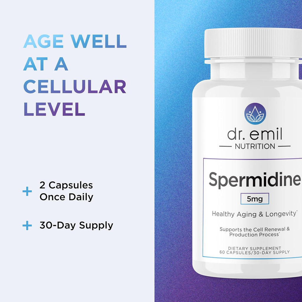 DR. EMIL NUTRITION Spermidina 5 mg – Suplemento de Espermidina con Tiamina 20 mg – 60 Cápsulas