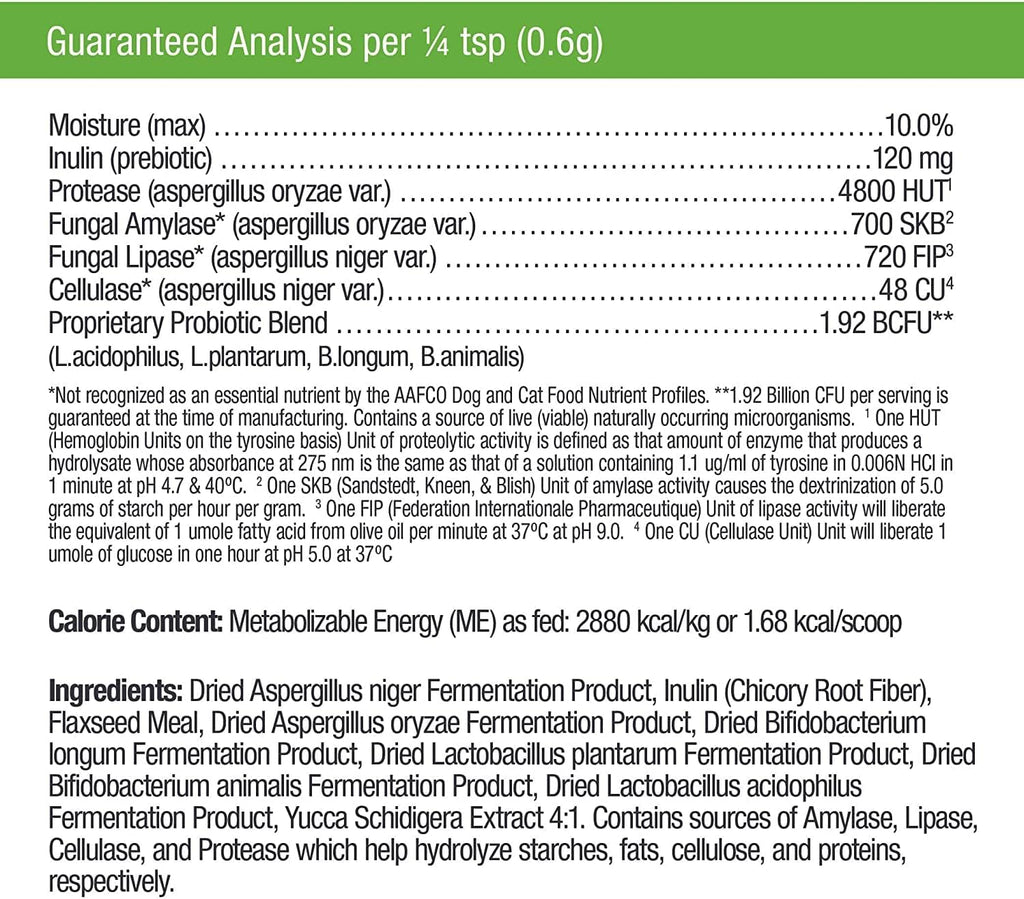 Only Natural Pet Complete Gut Health Complex - Probiotics and Digestive Enzymes for Dogs and Cats - 100 Grams Powder