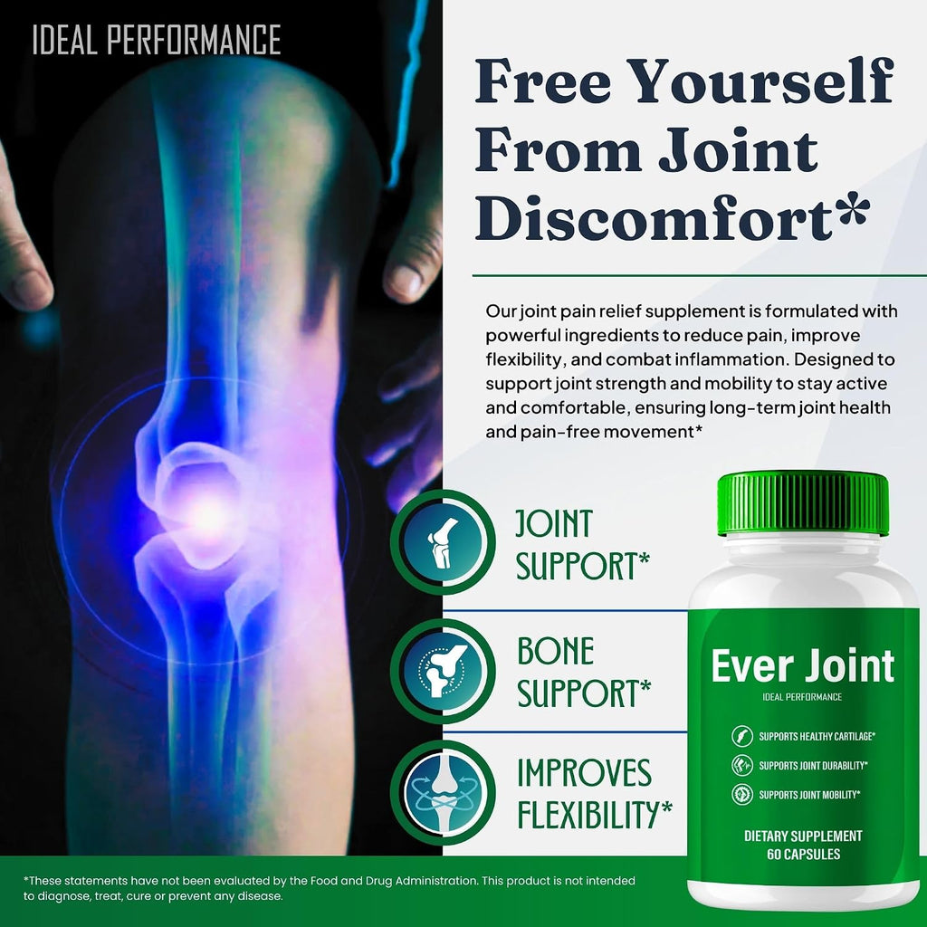 Ever Joint Supplements Capsules - Apoyo Articular Extra Fuerte, Fórmula Natural (60 Cápsulas)