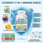 Nutrition Strength Sea Moss para Perros - 17-en-1 Apoyo Inmunidad, Piel y Pelaje con Aceite de Semilla Negra, Ashwagandha y Cúrcuma - 90 Comprimidos Masticables