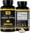 You Vites Vitamina D3 + K2 - Máxima Absorción, 5000 UI D3 y 100 mcg K2 MK-7 con BioPerine - Apoyo Óseo, Cardíaco e Inmunológico - No Transgénico, Sin Gluten - 90 Cápsulas