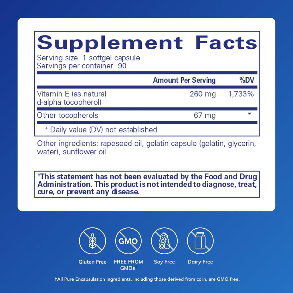 Pure Encapsulations Vitamin E with Mixed Tocopherols - 90 Softgels