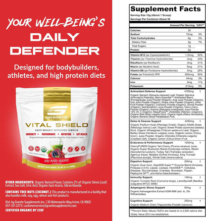 Vital Shield Superfood Greens - Mezcla Orgánica con Champiñones y Cereza Ácida - Muy Berry (30 porciones) – Image 3