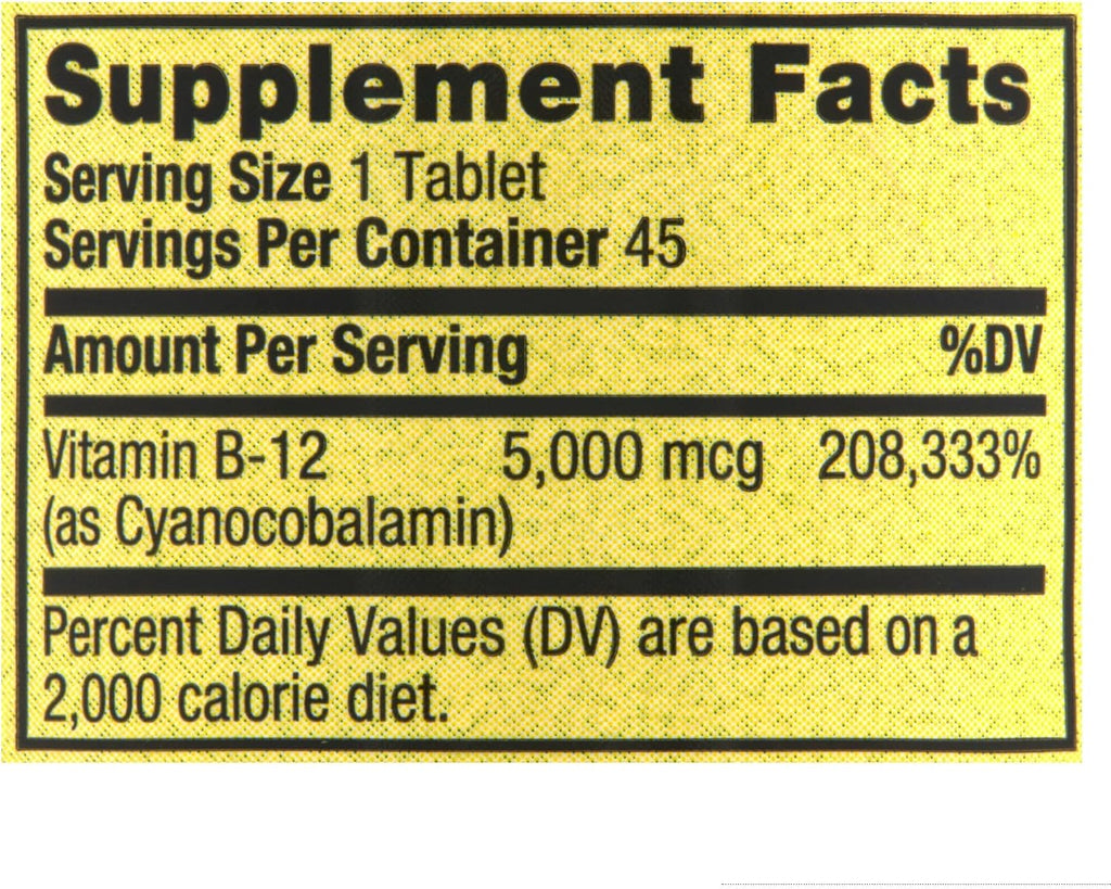 B12 5000 mcg - Comprimidos de disolución rápida sabor bayas mixtas - 45 comprimidos