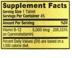 B12 5000 mcg - Comprimidos de disolución rápida sabor bayas mixtas - 45 comprimidos