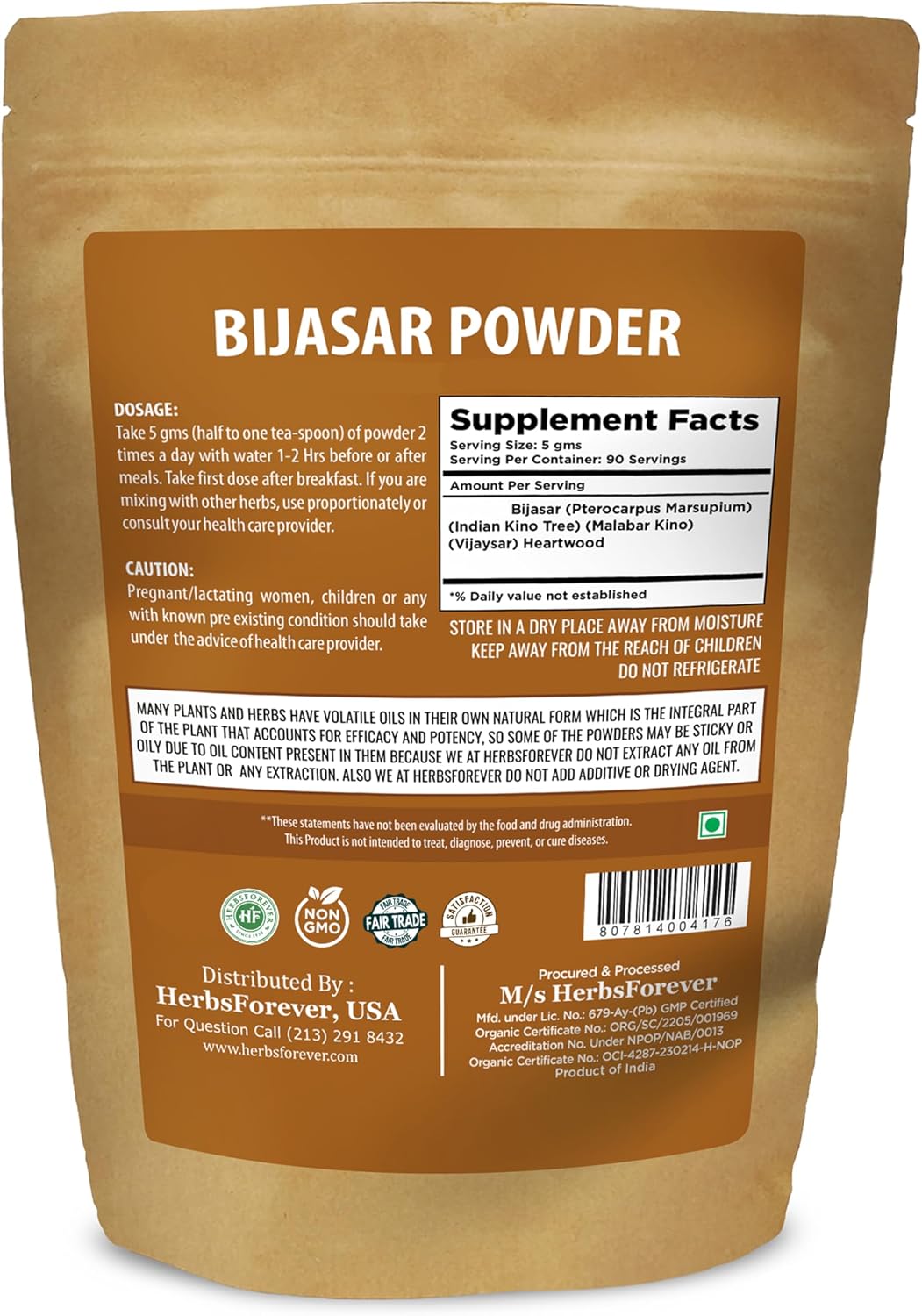 Herbsforever Vijaysar (Pterocarpus Marsupium) en Polvo - 454g