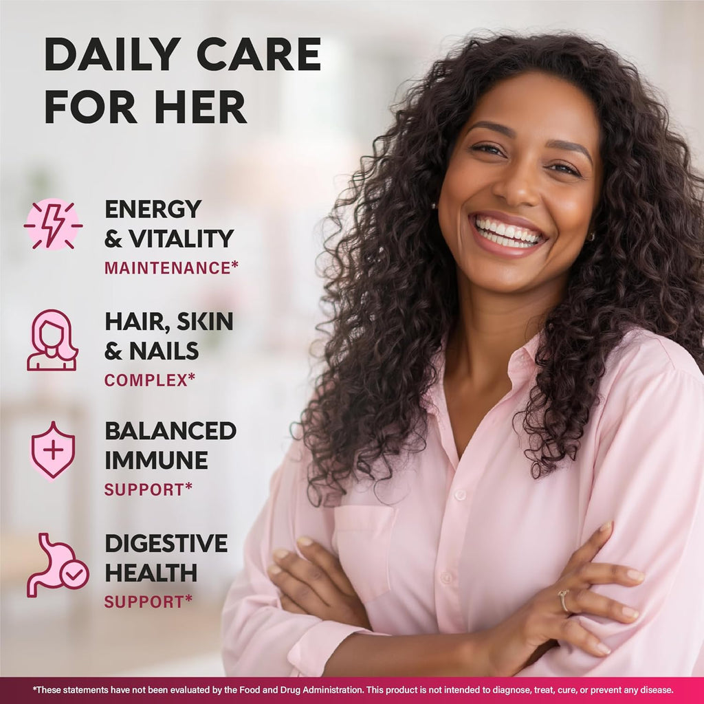 NUTRAHARMONY Multivitamínico para Mujeres 47 en 1 con Complejo B, Hierro y Alimentos Integrales - 90 Cápsulas (3 Meses)