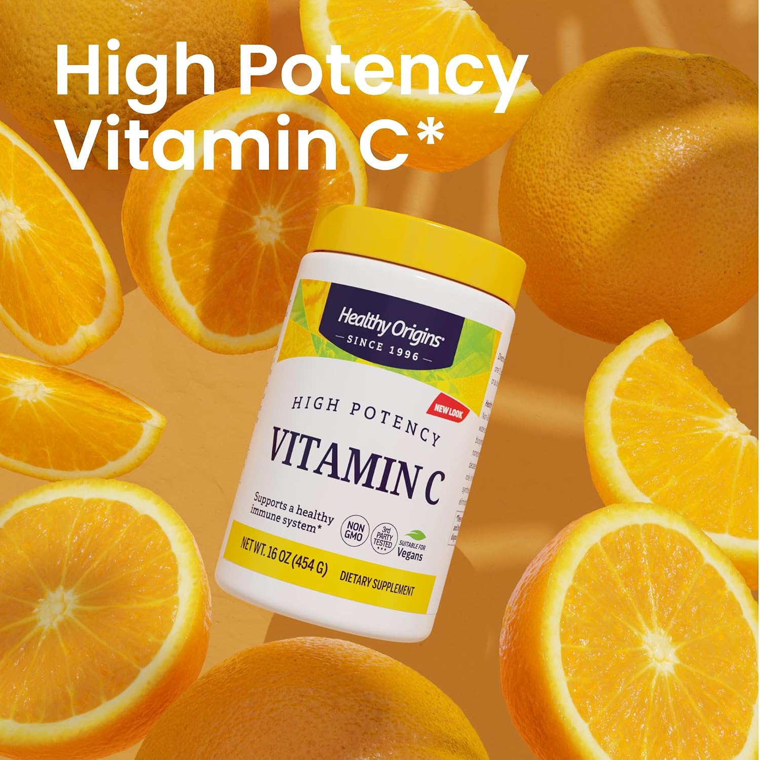 Healthy Origins Vitamina C en Polvo 1.000 mg (Sin OMG, Alta Potencia, Apoyo Inmunológico, Vegano) 454 g