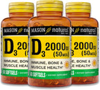MASON NATURAL Vitamina D3 1000 UI (25 mcg) - 300 Cápsulas Blandas