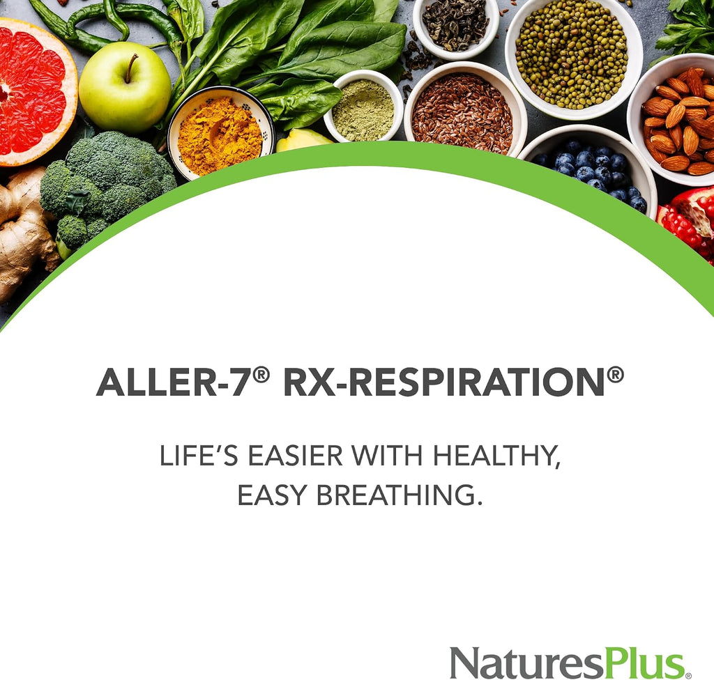 NaturesPlus Advanced Therapeutics Aller-7 Rx-Respiration - 60 Vegetarian Capsules - Respiratory Support - Gluten-Free - 30 Servings