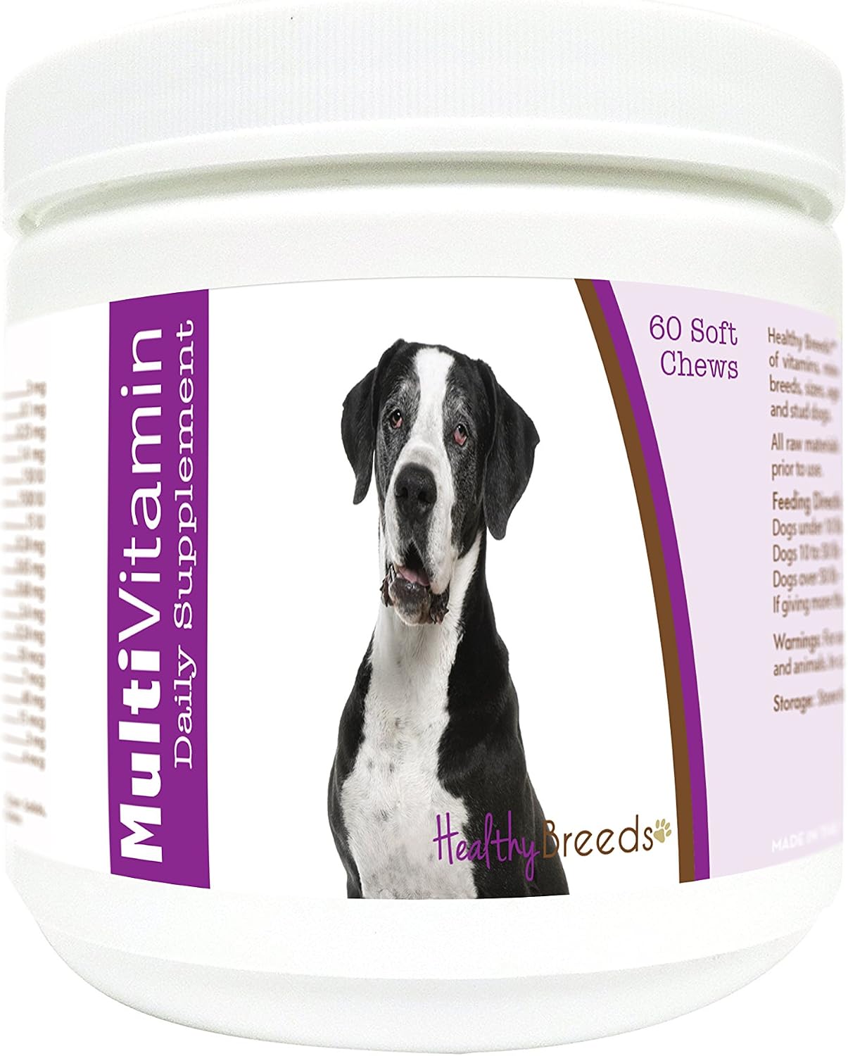 Healthy Breeds Multivitamínico para Gran Danés en Masticables Suaves 60 unidades