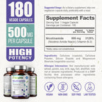 biophix B-3 Nicotinamida 500 mg 180 cápsulas - Fórmula de vitamina B3 sin enrojecimiento