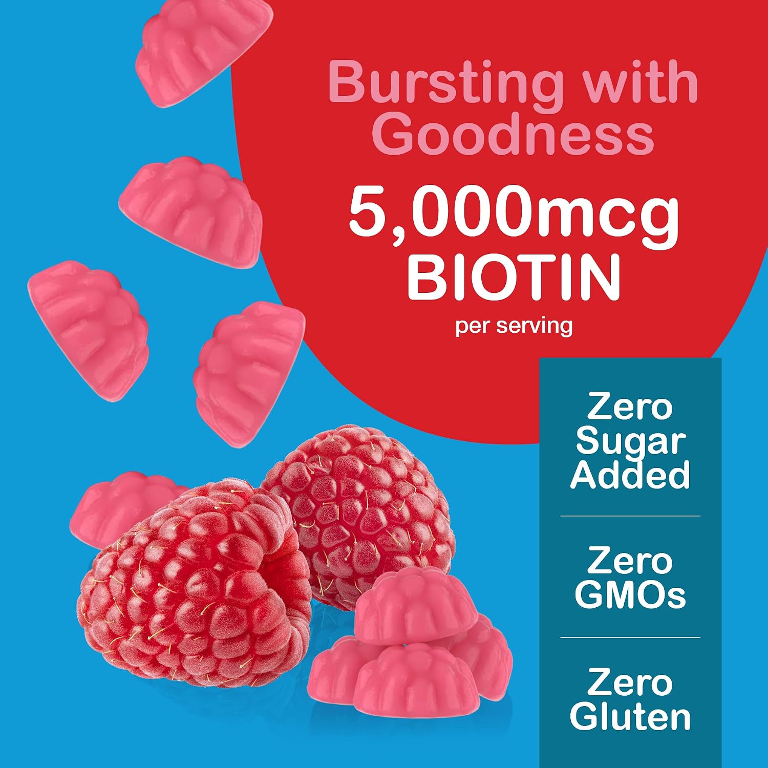 YUM-V'S Gominolas de Biotina Sin Azúcar - 5000 mcg - 60 unidades
